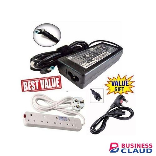 HP Elitebook 840 G3 Laptop Charger with Power Cable & 4-Way Power Extension – Surge & Voltage Protection, Adapter, Complete Charging Solution-Adapter pin color may vary