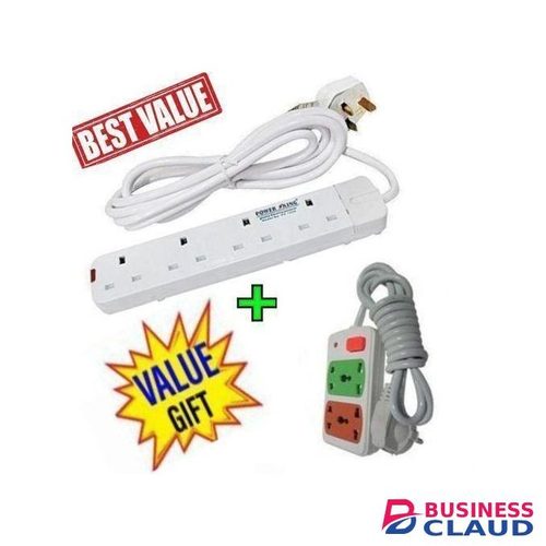 Power King BEST 4 WAY POWER EXTENSION WITH LONG CABLE +FREE POWER EXTENSION