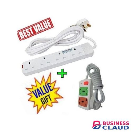 Power King HOME BEST 4 WAY POWER EXTENSION WITH LONG CABLE +FREE POWER EXTENSION