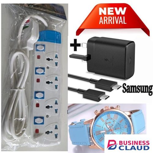 Power King HOME BEST 4 WAY POWER EXTENSION WITH LONG CABLE +45W CHARGER+WATCH(B)