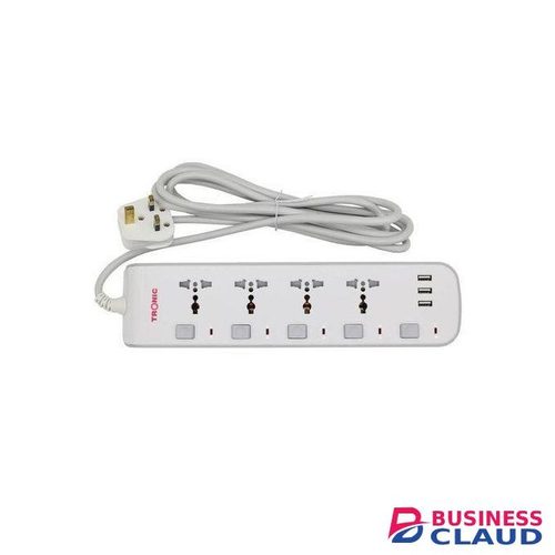 Tronic Power Extension Cable 4-Way 3 USB Slots Multiplug Extension 3M Long Cable