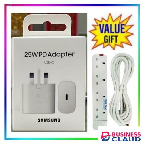 Samsung Original 25W Charger Adapter for Galaxy A15,A25,A05S With type C Output +4 Way Power Extension
