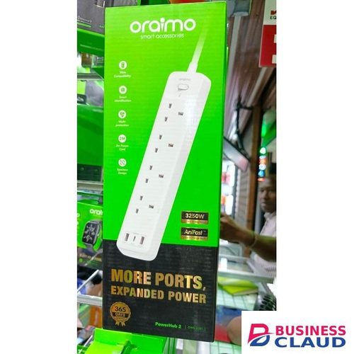 Oraimo ower Extension Cable With 4 WAY AC Power Outlets, 13A, And 2 M Long Cable Extension Cable Length: 2M