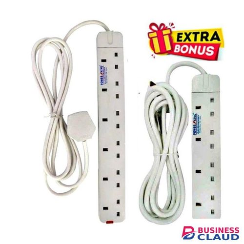 Power King 6 Way Power Extension With 3M Cable + BONUS 4 Four Way Extension Socket