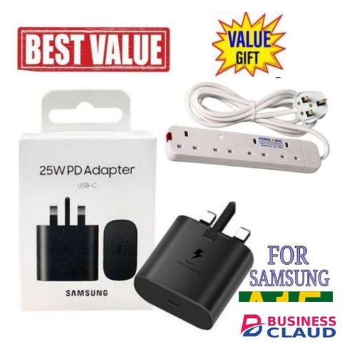 Samsung 25W Faster type C to C Charger Adapter for Galaxy A15,A25,A05S With type C Output +Free 4Way Extension Cable