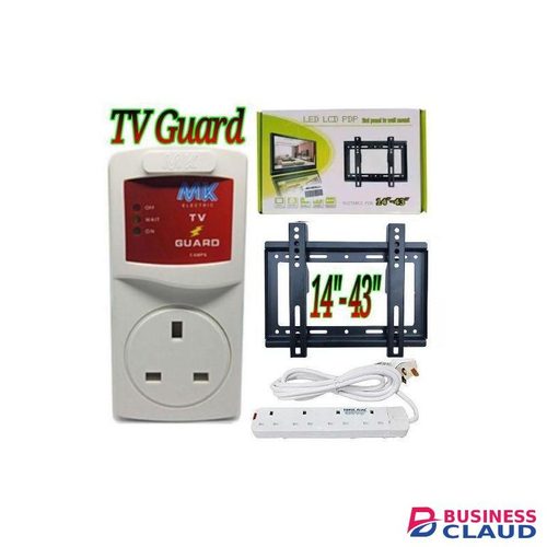 Powermax Power King TV Accessories, 4 Way Extension + Tv Voltage Guard + 14"-43Inch Tv Wall Mount