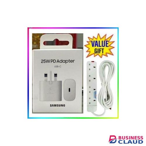 Samsung Original 25W Faster Charger Adapter For Galaxy A15,A25,A05S With Type C Output + Best 4Way Power Extension