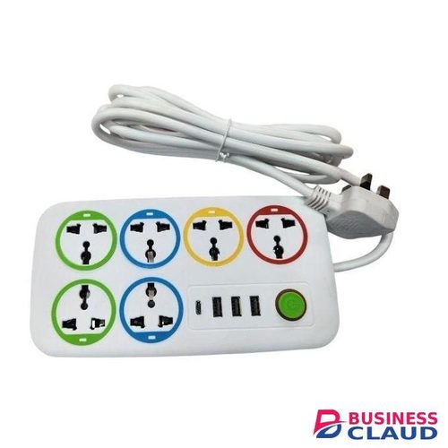 Astra 6-Way Extension with 3 USB Slots and 1 Type-C Slot - 3m Wire, Classy Design, 2500W Max, 250V-10A