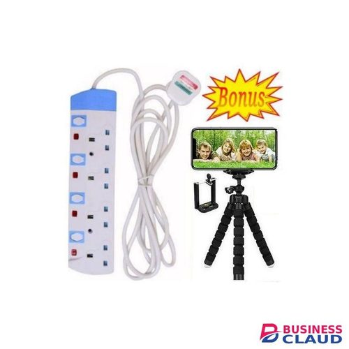 Powermax Power King Best 4 Way Power Extension For Electric Power Supply + Bonus Phone Tripod Stand