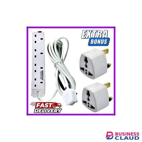 Powermax Power King 4 Way Power Extension Cable +Bonus 2 Plug Power Adaptors