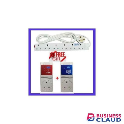 Powermax Power King 6 Way Power Extension - White + GIFTS