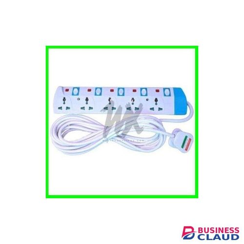 Power King 5 Way Power Extension Cable-White