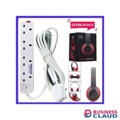 Powermax Power King 4 Way Power Extension - White + FREE Best GIFT