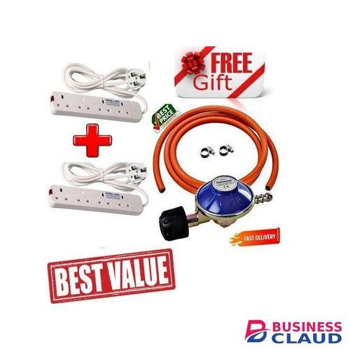 Powermax Power King Two 4 way power extension + 6KG GAS REGULATOR + CLIPS + Pipe