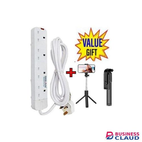 Powermax Power King HOME BEST 4 WAY POWER EXTENSION WITH LONG CABLE+FREE SELFIE STICK