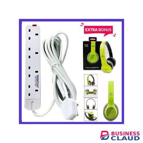 Powermax Power King 4 Way Power Extension - White + FREE Good GIFT