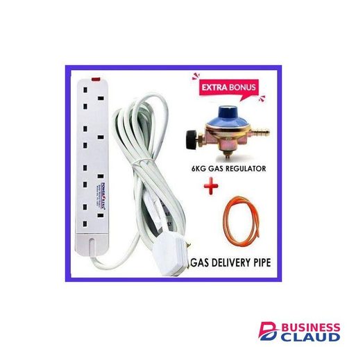 Powermax Power King 4 Way Power Extension - White + Free Mk Gift