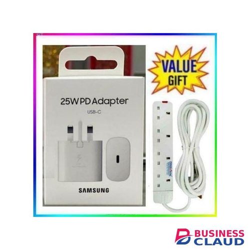 Samsung 25W Faster Charger Adapter For Galaxy A15,A25,A05S With Type C Output +4Way Power Extension