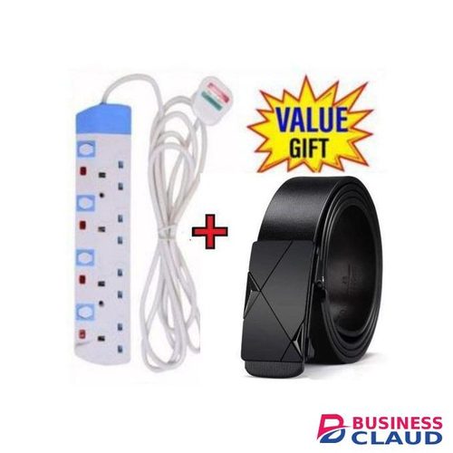 Powermax Power King HOME BEST 4 WAY POWER EXTENSION WITH LONG CABLE+FREE leather Belt -Black