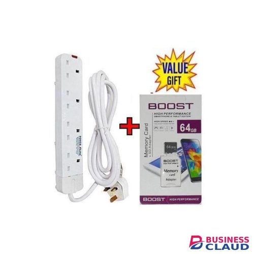 Powermax Power King HOME BEST 4 WAY POWER EXTENSION WITH LONG CABLE+FREE 64GB MEMORY CARD