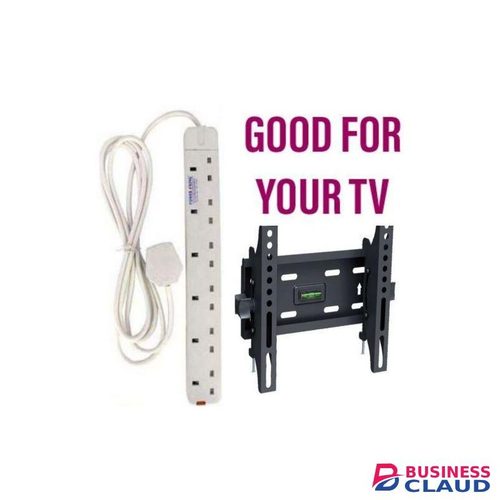 Powermax Power King 6Way Power Extension - White + 15, 19, 24, 32 And 43 Inch TV Mount