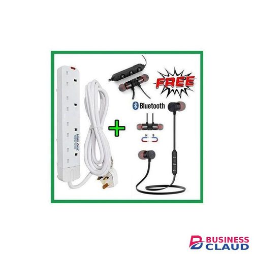 Powermax Power King 4 Way Power Extension+ Free Microphone Earphone