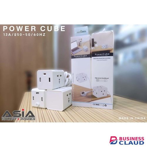 Power Cube Power Extension Cable Cube Multiplug Sockets 4 Way With 2 USB Ports + USB C-to-C