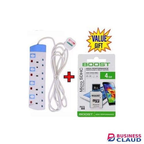 Powermax Power King HOME BEST 4 WAY POWER EXTENSION WITH LONG CABLE+FREE 4GB MEMORY CARD