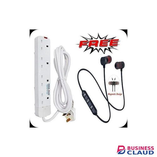 Powermax Power King Best 4 Way Power Extension With Long Cable + Free Neckband Earphone