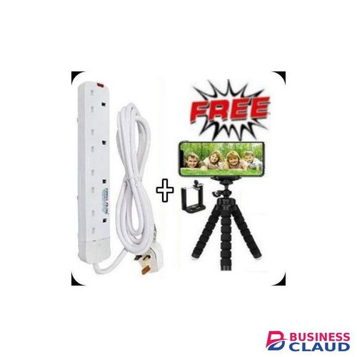 Powermax Power King Best 4-Way Power Extension Cable + Free Tripod