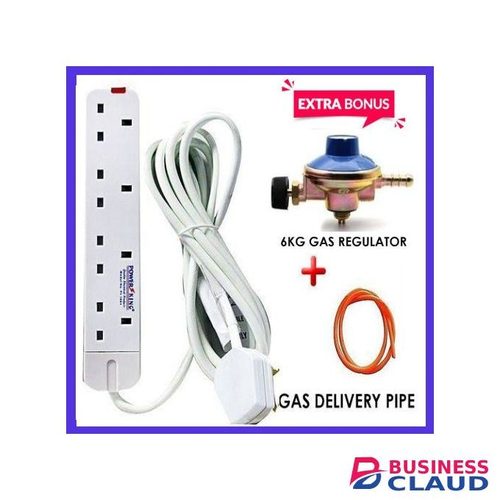 Power King 4 Way Power Extension - White + Free Mk Gift