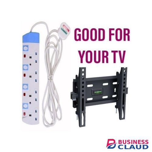 Powermax Power King 4 Way Power Extension - White/ Blue+ (15-43 Inch TV Mount) 24 Inch Tv Mount
