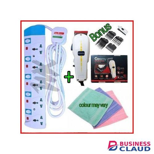 Powermax Power King 5-Way Original Power Extension Cable + Free Original Geemy Beard/Hair Shaving Machine & Face Towel