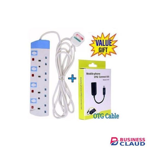 Powermax Power King Best 4 Way Power Extension with Long Cable+ Free OTG Cable
