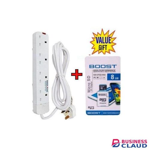 Powermax Power King HOME BEST 4 WAY POWER EXTENSION WITH LONG CABLE+FREE 8GB MEMORY CARD