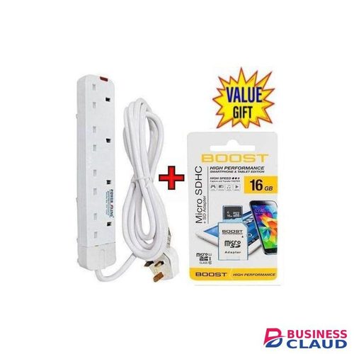 Powermax Power King HOME BEST 4 WAY POWER EXTENSION WITH LONG CABLE+FREE 16GB MEMORY CARD