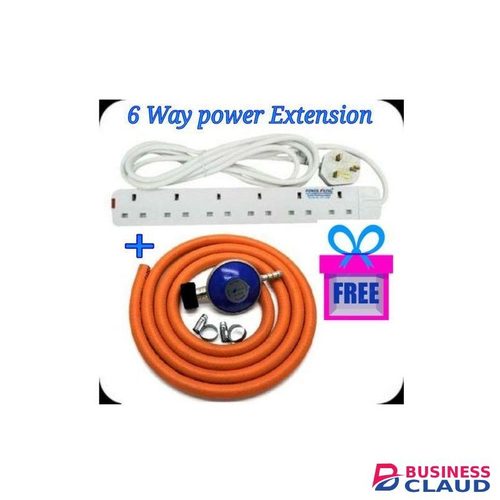 Power King 6 Way Power Extension Cable+Gas Regulator + Hosepipe+Hose Clumps