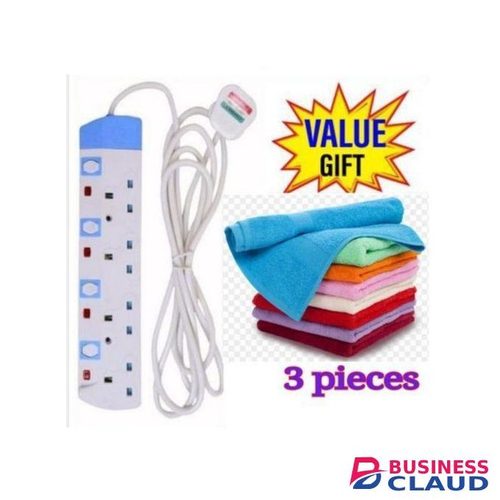 Powermax Power King HOME STAR //HOME BEST 4 WAY POWER EXTENSION WITH LONG CABLE+FREE FACE TOWELS