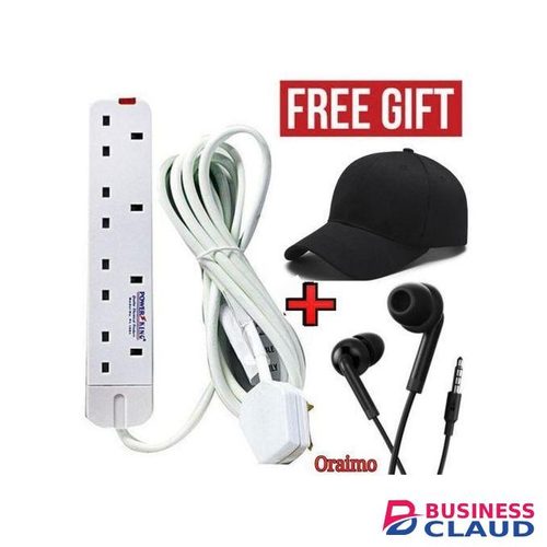 Powermax Power King HOME BEST 4 WAY POWER EXTENSION WITH LONG CABLE+FREE CAP+Earphones(Black)