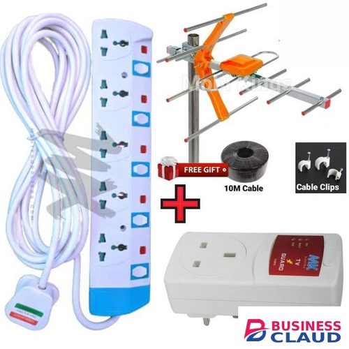 Power King 5 Way Power Extension +Aerial + TV Guard
