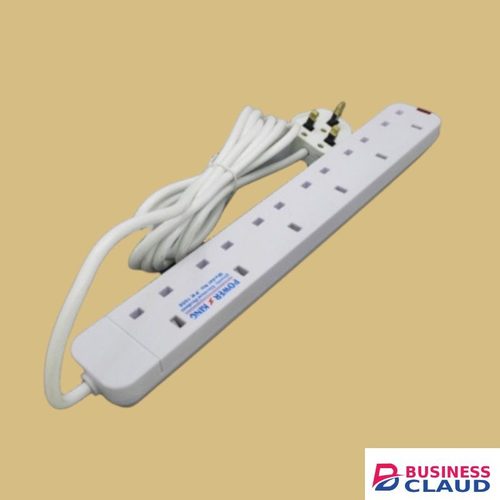 Power King Easy Installation 6 Way Electrical Power Extension- White