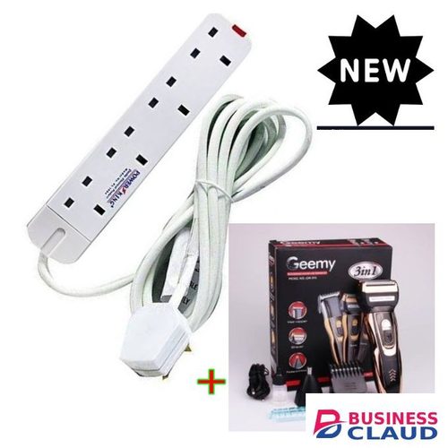 Power King 4 Way Power Extension+3in1 Rechargeable Hair Clipper
