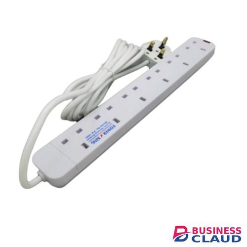 Power King Cost-Effective 6 Way Electrical Power Extension- White With Low Maintenance