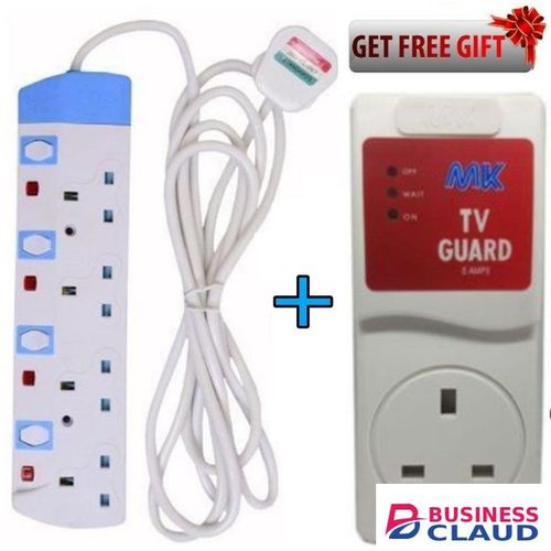 Power King Best 4 Way Power Extension with Long Cable+ Free TV Guard