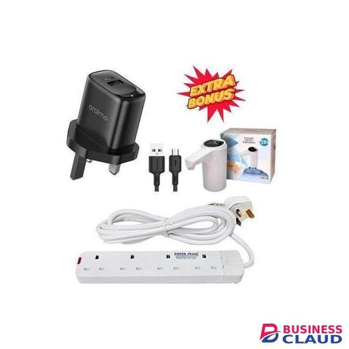 Best Oraimo Fast Charger + Free Water Pump & 4 Way Power Extension Cable