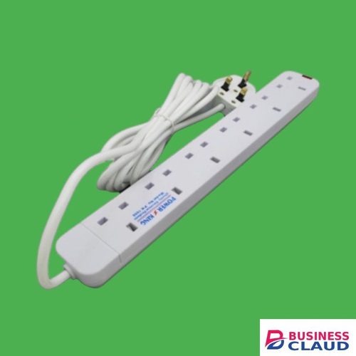 Power King Reliable Quality 6 Way Electrical Power Extension- White For Both Indoor & Outdoor Use