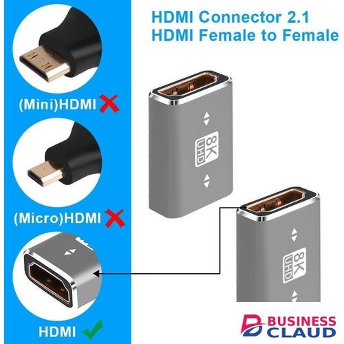 Female to HDMI Female Adapters, Compatible with HDMI Port, Support Extension Cable 8K/@60Hz, 1080p Resolution for PC, Tablet, Camcorders, Monitor, TV