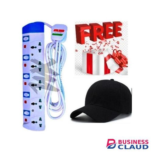 Powermax Power King 5 Way Power Multi-Plug Extension Strip For Daily Electronics + FREE CAP