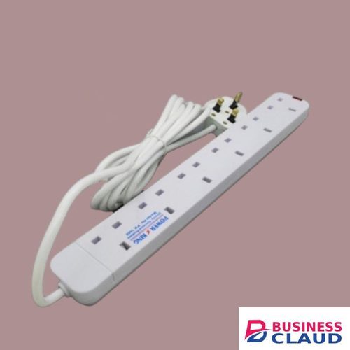 Power King Top Quality 6 Way Electrical Power Extension- White For All Electrical Devices