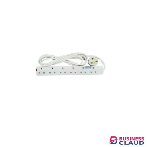 Power King 6 Way Power Extension -Long Cable White